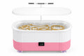 Pink and white electronic device on a white background